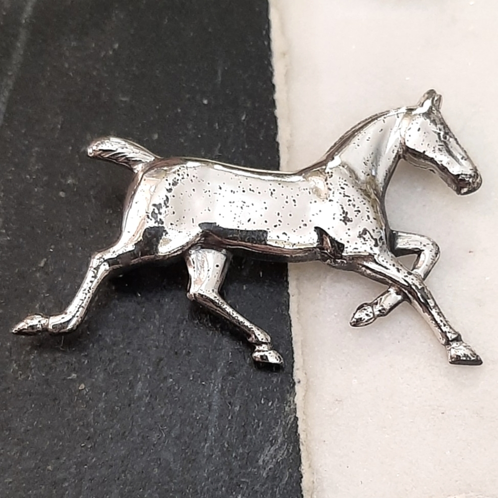 Vintage Sterling Silver Horse Brooch Pin